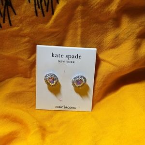 KATE SPADE NEW YORKSilver-Tone Cubic Zirconia Oval Halo Stud Earrings New